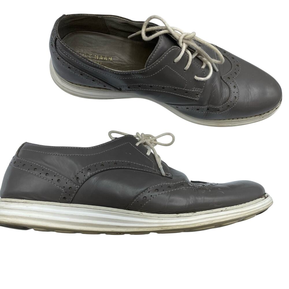 Cole Haan Grey Leather Lace Up Oxford Shoes Womens 8.5 Loafer Comfort Classic